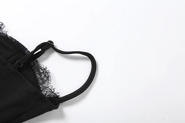 Weird Puss Spitzen-Patchwork-Camisole für Damen, tief ausgeschnitten, figurbetont, Musikfestival, Sommer, neuer Trend, sexy, Midnight Hottie, wilde Streetwear – Detail 6