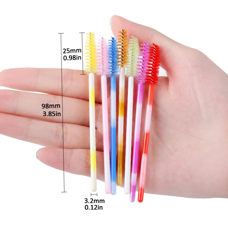 50 Stuks Make-Up Kwasten Wegwerp Kristal Wenkbrauw Borstel Diamant Handvat Mascara Wand Applicator Wimpers Wimper Extension Tool