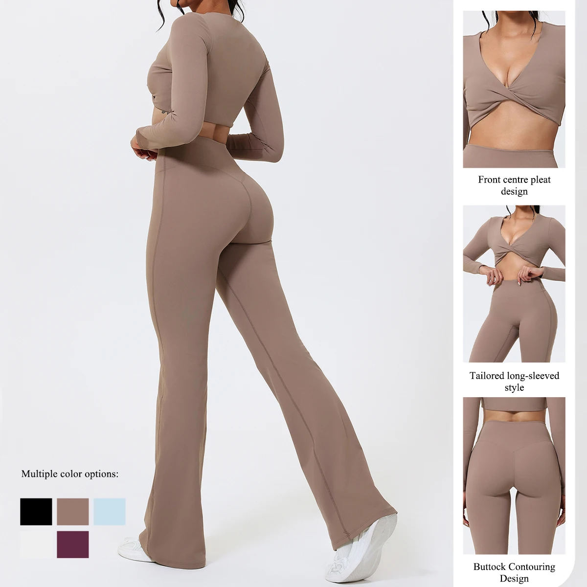 Ctenkevet 2Pcs Women's Quick-Dry Long-Sleeved Gym Yoga Outfit Woman Fall/Winter Outdoor Sports Two-Piece Suit Female Sportswear