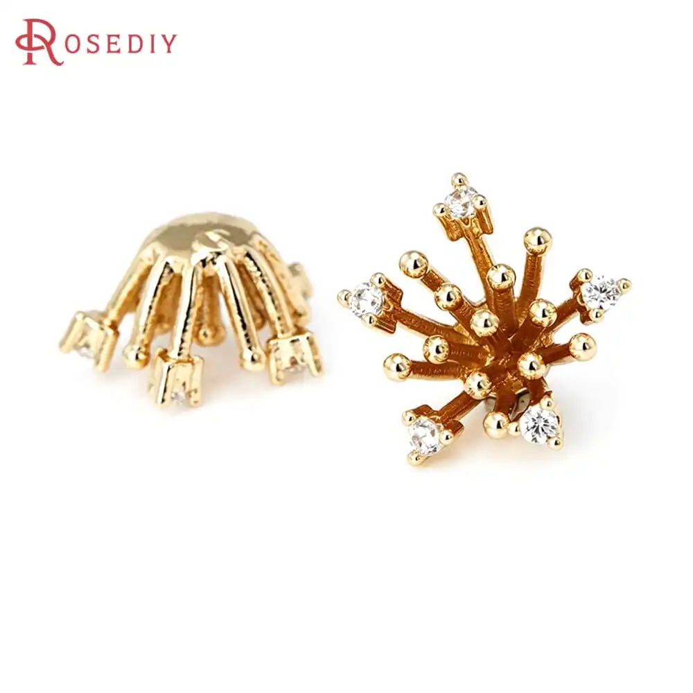 Diameter 12MM 14MM 15MM 18MM 18K Gold Color Brass Flower Caps Beads Caps High Quality Jewelry Making Diy Accessories