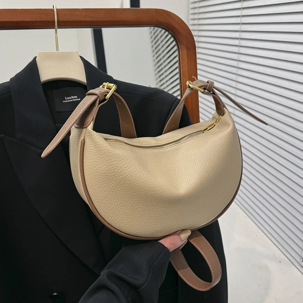 

Solid Color PU Leather Crossbody Bag Adjustable Strap Korean Style PU Leather Shoulder Bag Handbag Large Capacity