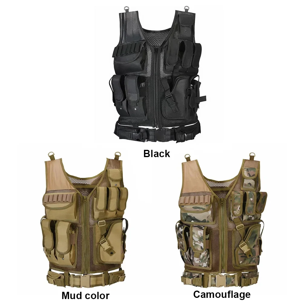 Nylon Combat Body Armor Vests Multi-Pocket Mesh Vest Plate Carrier Vest Hunting Outdoor CS Game Airsoft Training Jacket