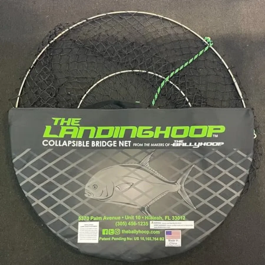 The LandingHoop - Collapsible Bridge Net for outdoor sports, durable nylon mesh, black, ultra-portable with quick-fold design