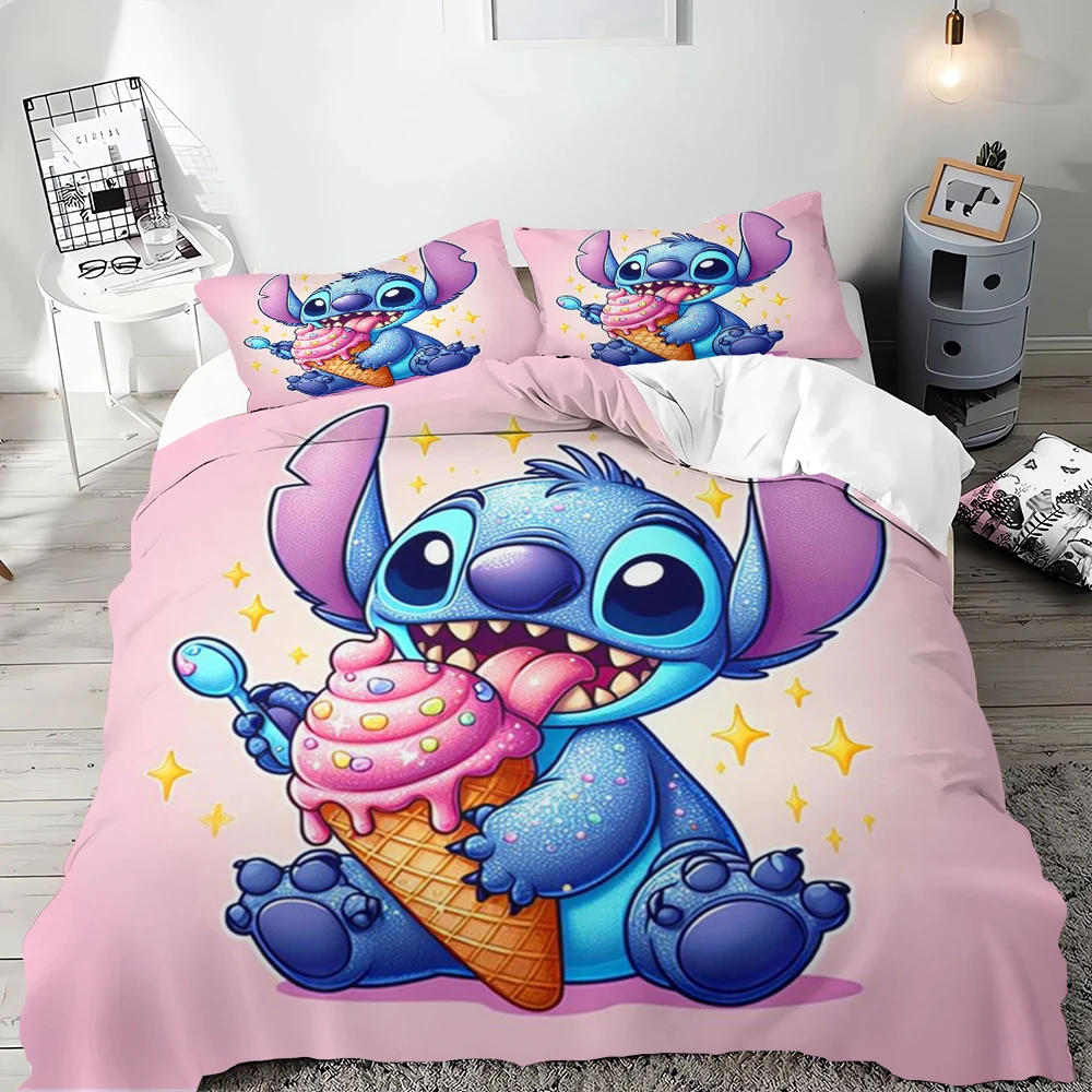 Imagem -05 - Stitch Anime Cartoon Bedding Grupo 3d Impressão Colorida Tamanho Completo Decoração do Quarto