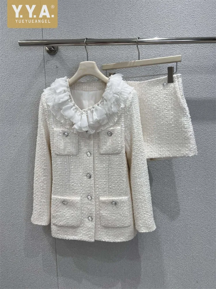 

Autumn Winter Elegant Ladies Turn Down Collar Patchwork Flower O-Neck Short Jacket Outfits Party Coat Two-Piece Set Shorts Sets