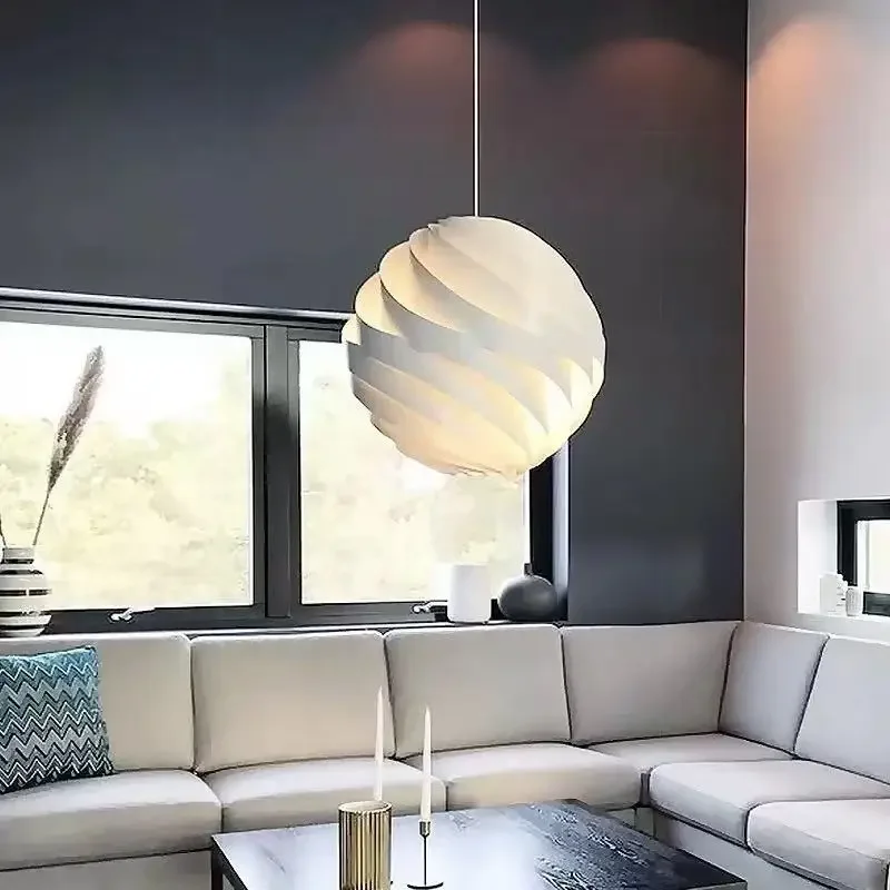 

Master Bedroom Globe Waves Cream LED Pendant Lights Nordic Stylish Living Dinning Room Counter Desk Chandeliers Home Decor Lamps