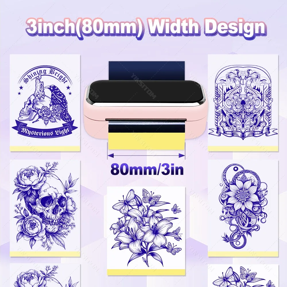 80mm Mini Tattoo Stencil Transfer Printer Portable Thermal Stencil Line Photo Drawing Printing Maker Mini Pattern Print Copier