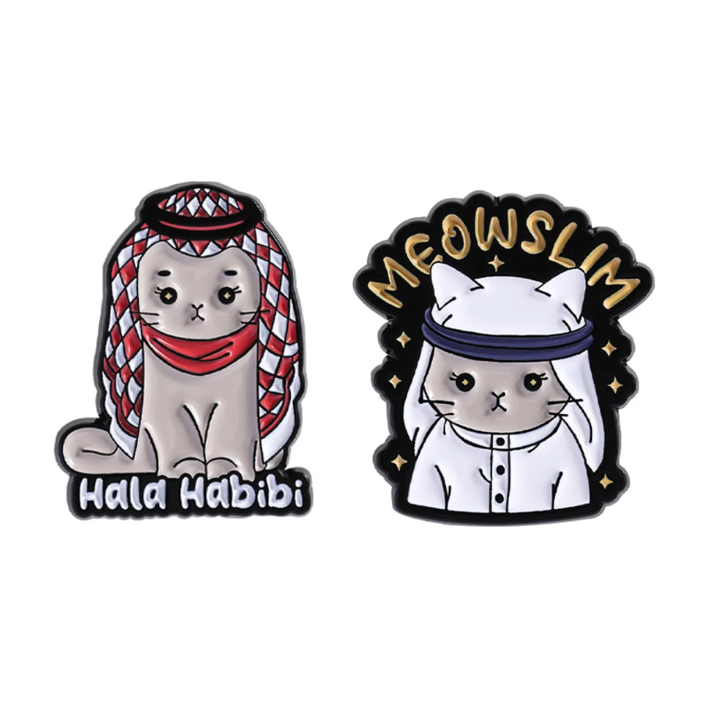 Saudi Arabia Cat Brooch Metal Badge Cute Little Animal Clothing Accessories Collar Pin