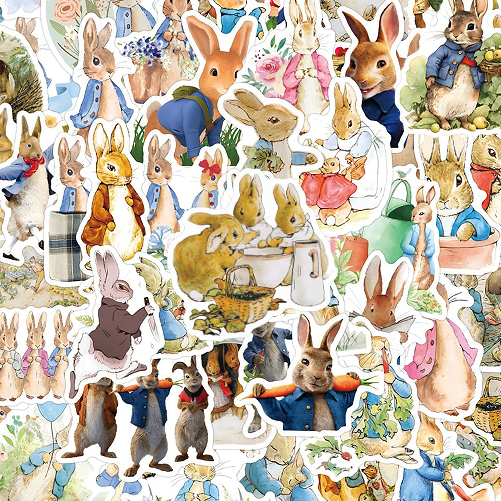 10/30/50pcs Kawai Cartoon Peter Rabbit Stickers Retro Cute Bunny Anime Sticker Stationery Notebook Phone Graffiti Decals Packing