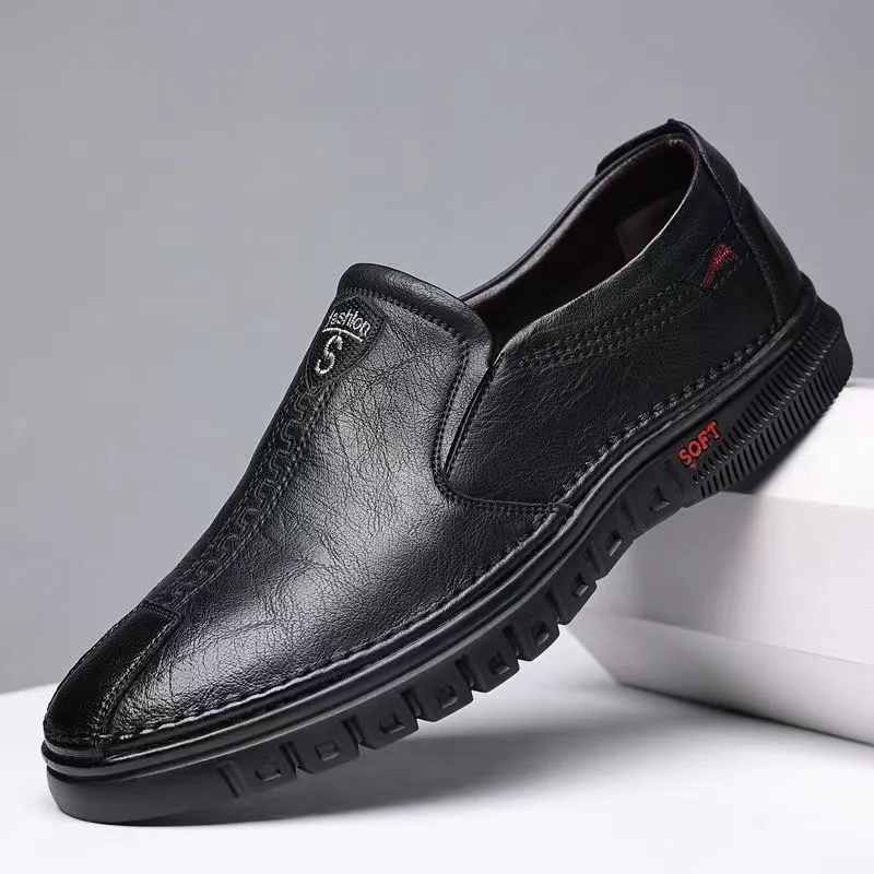 Mens Leather Loafers Slip on Soft Casual Shoes Non Slip Breathable Driving Flats Spring Walking Office Work Shoes Mocassin Homme