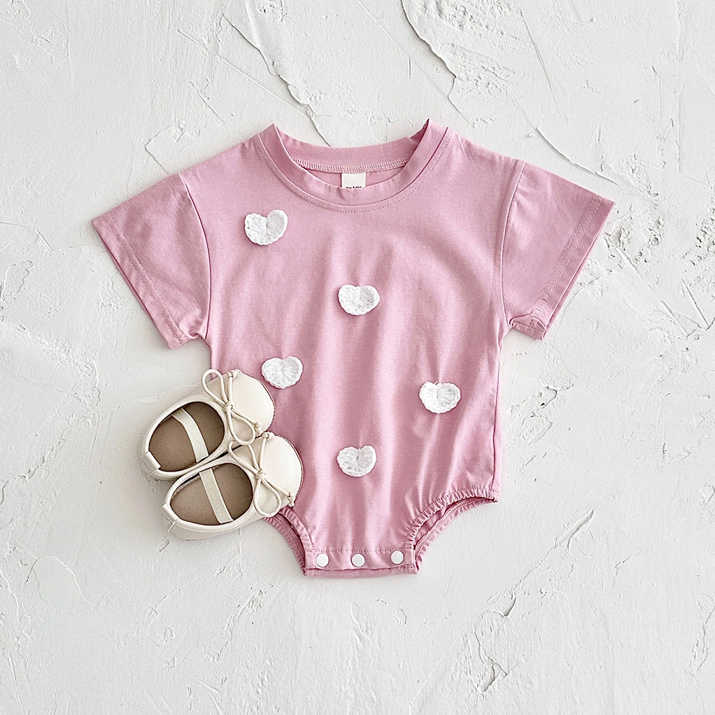 Summer Newborn Baby Girl Jumpsuit Short Sleeve Romper Baby Triangle Bodysuit Clothes Love Cloud Pattern Cartoon Boy Infant 0-18M