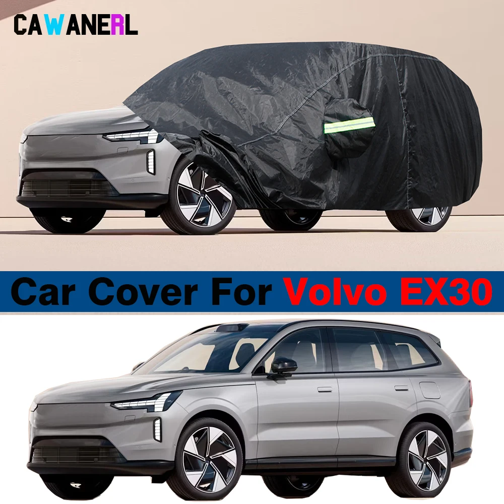 

Full Black Car Cover For Volvo EX30 2022-2025 Waterproof Auto Sun Rain Snow Wind Protection Cover Dustproof