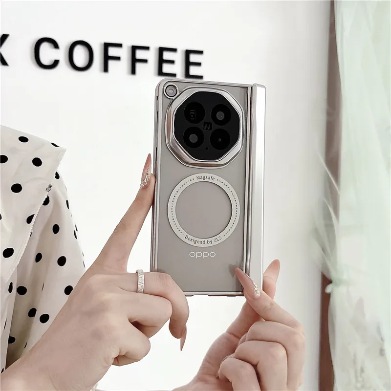 

Transparent Electroplate Case For OPPO Find N6 FindN6 5G Magnetic Folding Lens Protective Cover