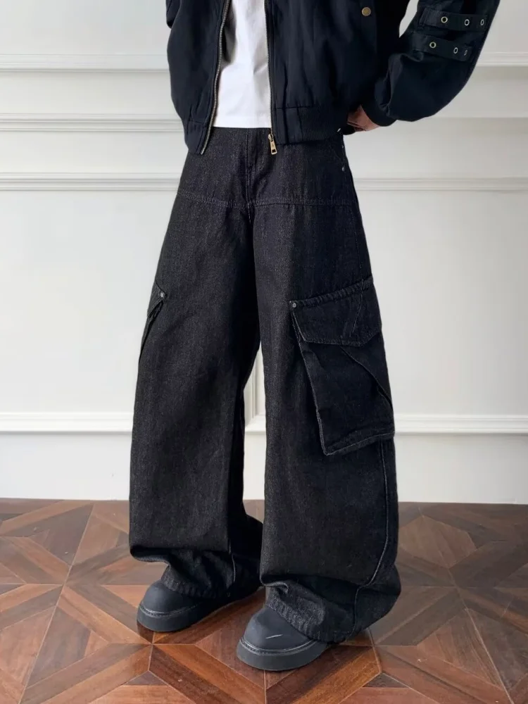 2025, japanische Y2K-Streetwear, schwarze Baggy-Cargo-Jeans, Hose für Herren, Kleidung, weites Bein, gerade Baumwolle, lange Hose, Moda Hombre – Detail 13