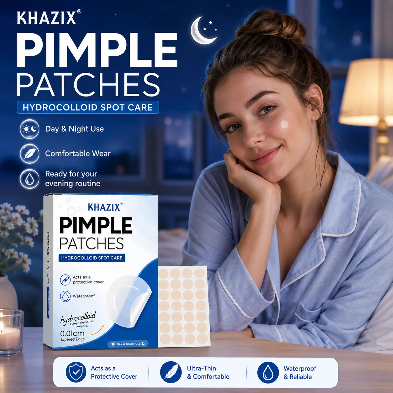 400/800Pcs Hydrocolloid Face Concealer Patches, 2 Shades Nude & Clear, Invisible Waterproof Skin Stickers, Day Night Use
