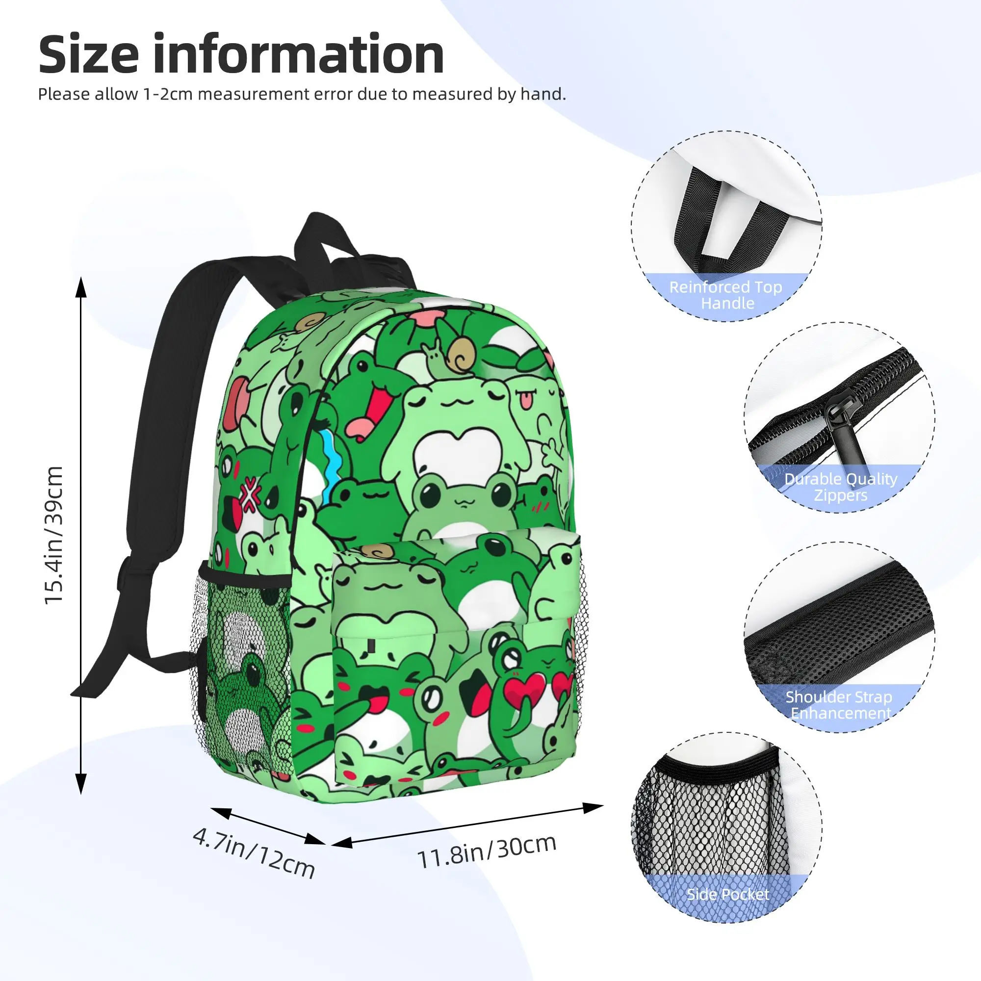 Crowded cute Frog Pattern Backpack Hot Sale Daypack Large Capacity Boys Girls BookBag Shoulder Bags for Men Women School Bag