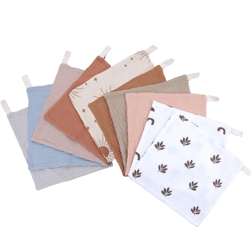 Infant Wash Cloth Square Cotton Face Towel Baby Muslin-Handkerchief Feeding Bibs Skin Friendly Nursing Burp Cloths 10PCS image 5