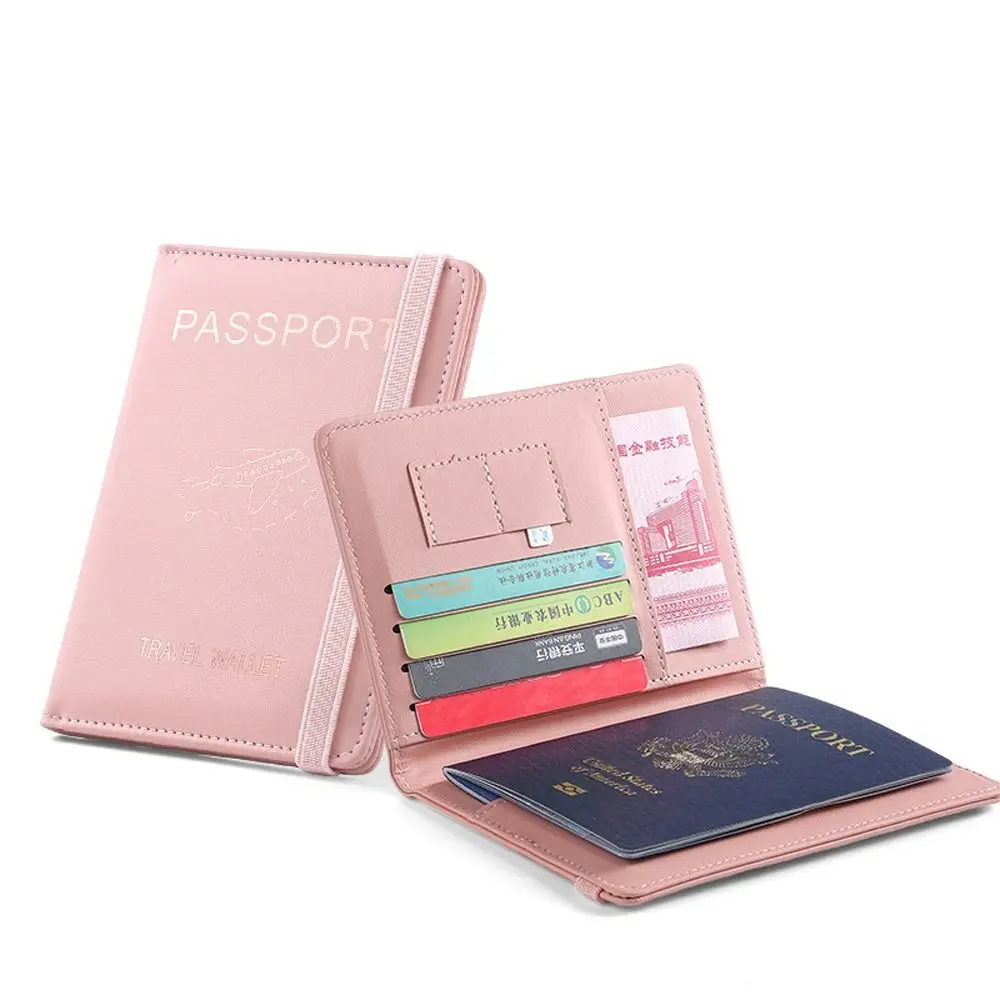 PU Leather Passport Holder Wallet Printed RFID Blocking Leather Coin Purse Letter Korean Style ID Card Holder Female/Male