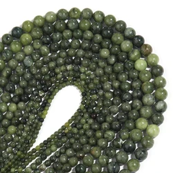 1 strand/Lot Natural Green Southern Jade Stone Beads Round Loose Spacer Bead for DIY Bracelet Necklace Charm Jewelry Accessories