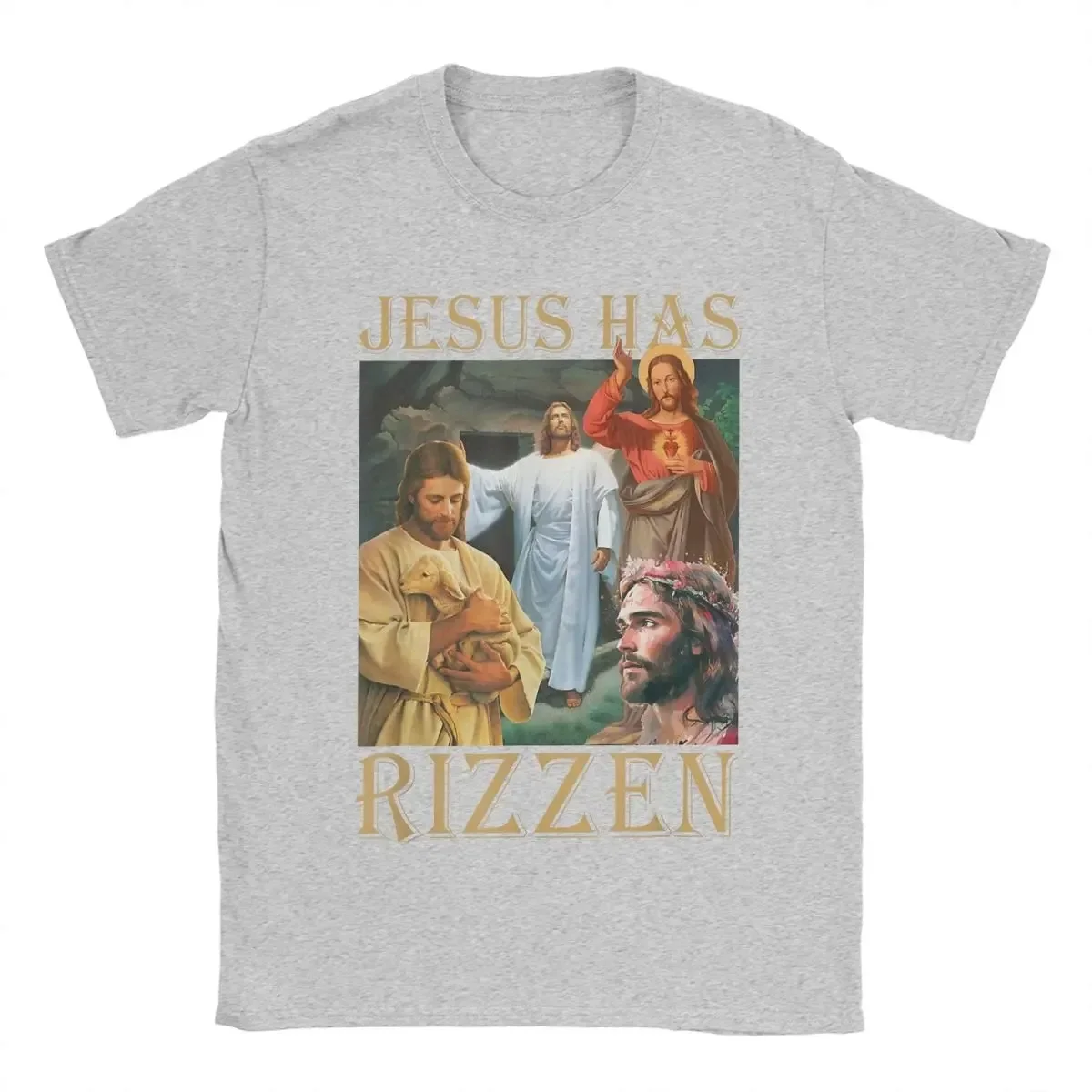 Jasos Has Rizzen Meme Men's T Shirt Leisure Tees Short Sleeve O Neck T-Shirts 100% Cotton Summer Tops