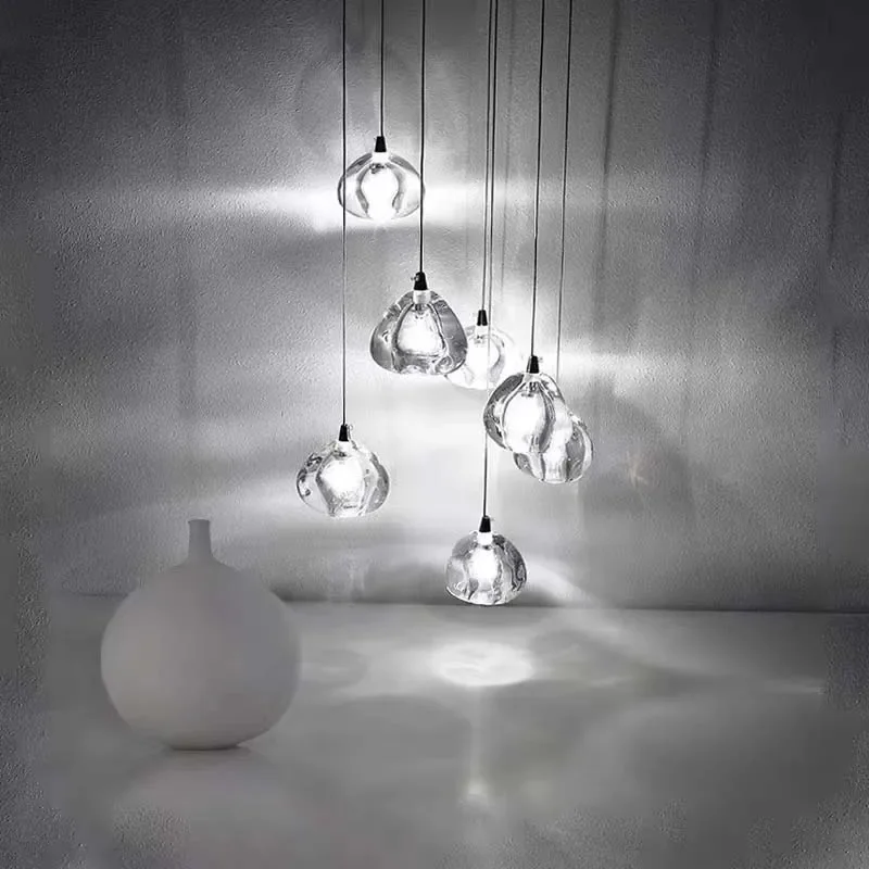 Crystal Water Drop LED Chandelier Modern Led Pendant Light for Staircase Luxury Nordic Ball Hanging Lamp Design Indoor Fixture