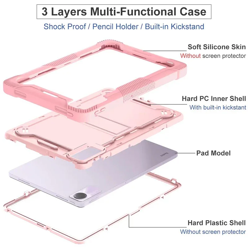 صدمات وعرة عالية التأثير واقية ، الثقيلة اللوحي الحال بالنسبة شاومي Redmi الوسادة SE ، شاومي Mi Pad 6 ، 11 "، 2022
