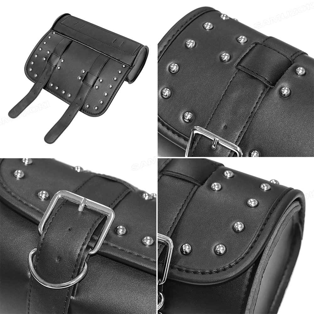 Motorcycle Front Fork Handlebar Bag Leather Waterproof Large Motor Saddlebags Bag Moto Luggage Capacity Storage Pouch Tank W4P2