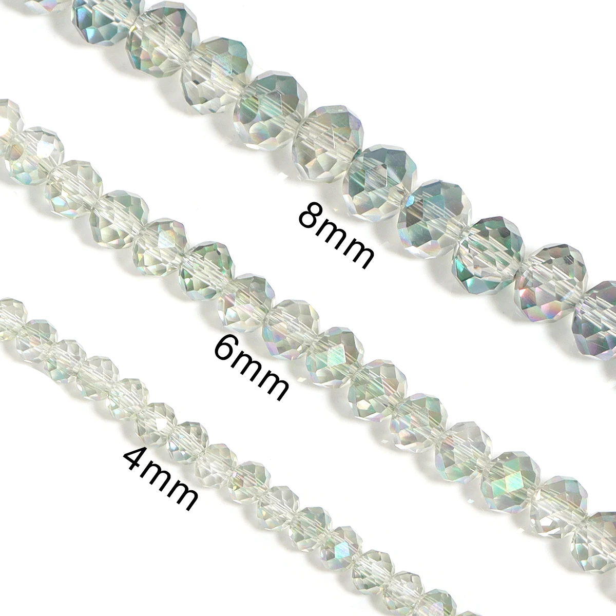 4 6 8mm Faceted Crystal Beads Shiny Light Green Abacus Glass Loose Beads For Jewelry Making DIY Bracelets Necklace Accessories