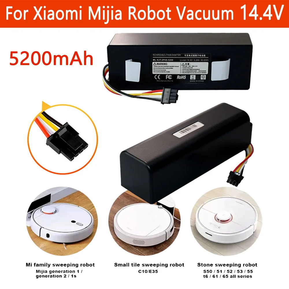 

14.4V 5200mAh Replacement Li-ion Battery For Xiaomi Mijia Mi Sweeping Mopping Robot Vacuum Cleaner 1T