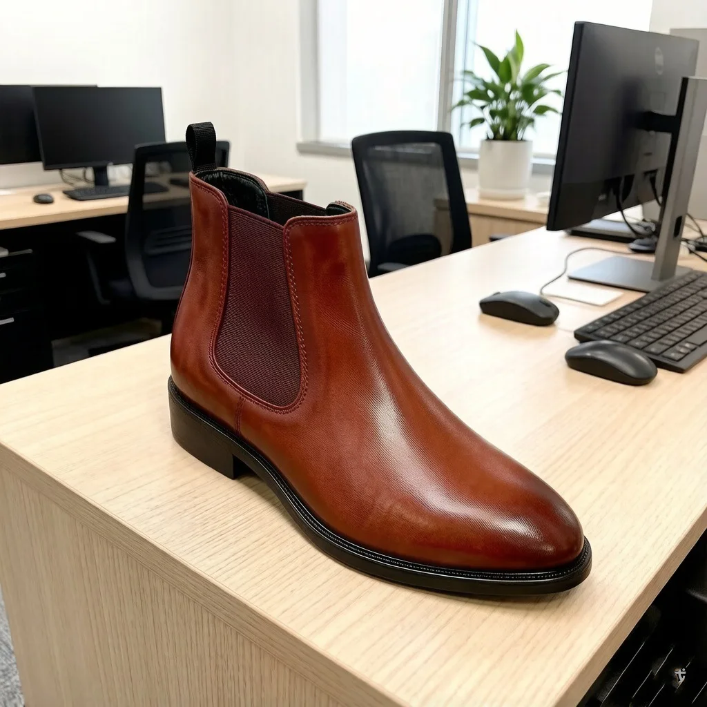 Men's shoes 2026 new fashionable open edge bead one foot lazy shoes Chelsea boots shiny men's boots
