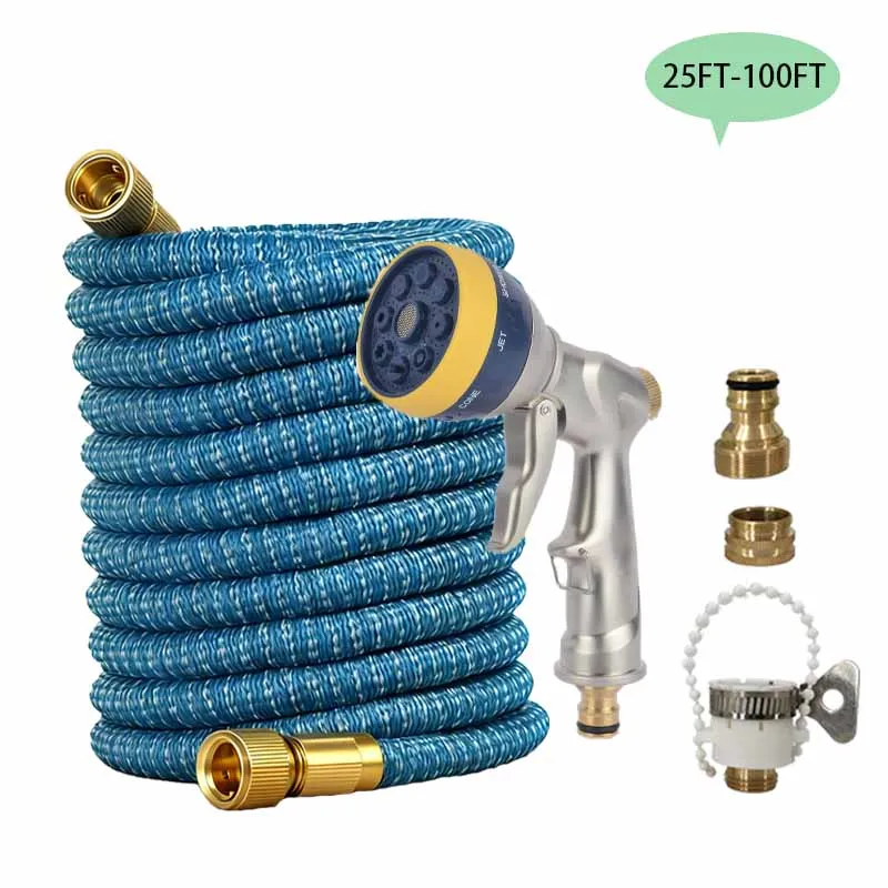 

Expandable Magic Hose, Equipped With Portable High-Pressure Water Gun Kit, Outdoor Watering And Irrigation Tools 25FT-100FT