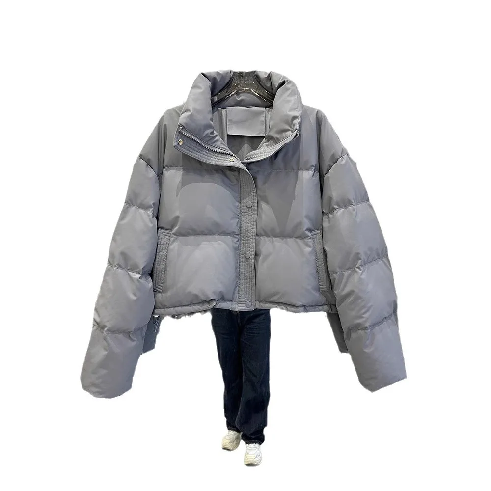 2026 Winter Womens Petite Short PU Cotton Padded Coat Loose Bread Style Warm Puffer Jacket Cold Proof Thickened Cotton Outerwear