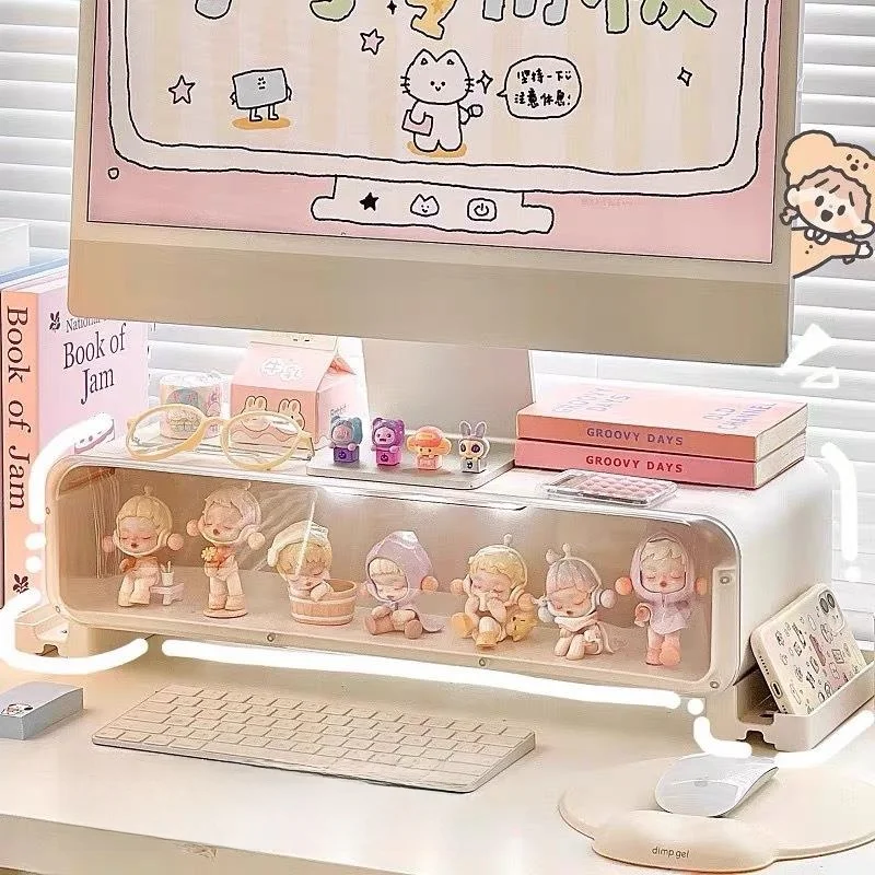 デスクトップ高さ調整スタンドオフィス学生デスクオーガナイザーコンピュータラック引き出し収納棚シンプルなプラスチック素材