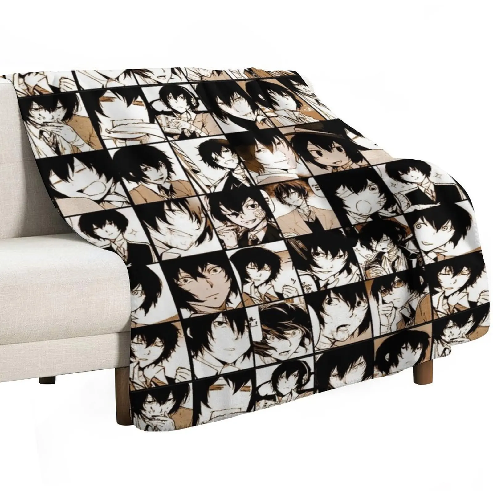 Dazai osamu collage- manga color version Throw Blanket Beach Soft Thin halloween Furrys Blankets