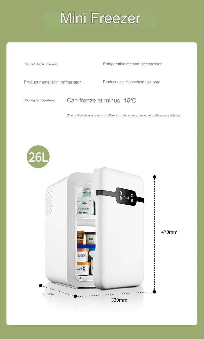 Custom logo Home Use 20L Mini Fridge Double Door Car Freezer Portable Combined Freezer and Refrigerators for Hotel