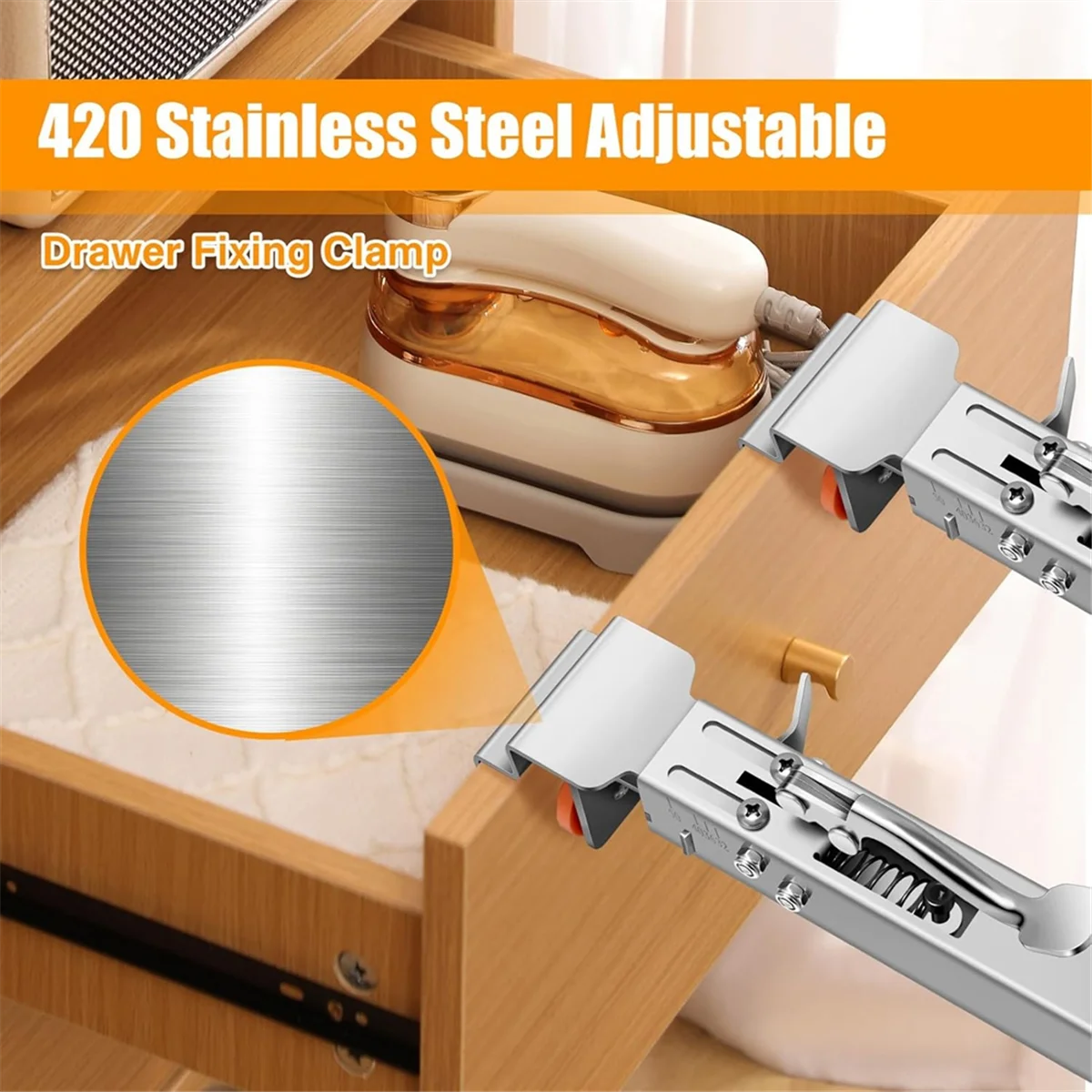 AAA87 引き出し前面取り付けクランプ 2 個、調整可能な引き出し固定クランプ、ドライバー付き、キャビネット取り付け用