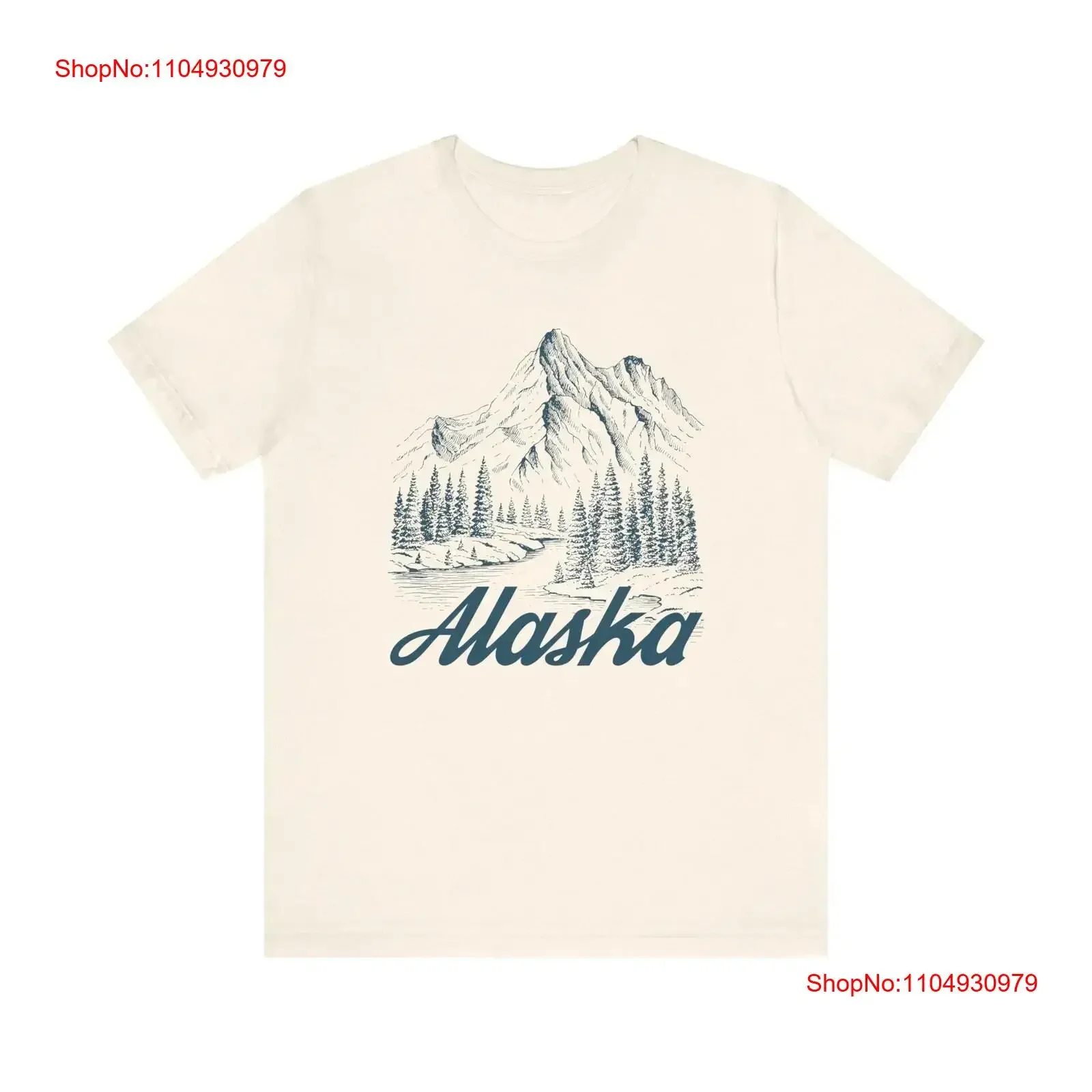 

Alaska T Shirt Mountain Illustration vintage Washed fashion Top For Everyday Wear Stretched Casual Unisex Breathable Versatile