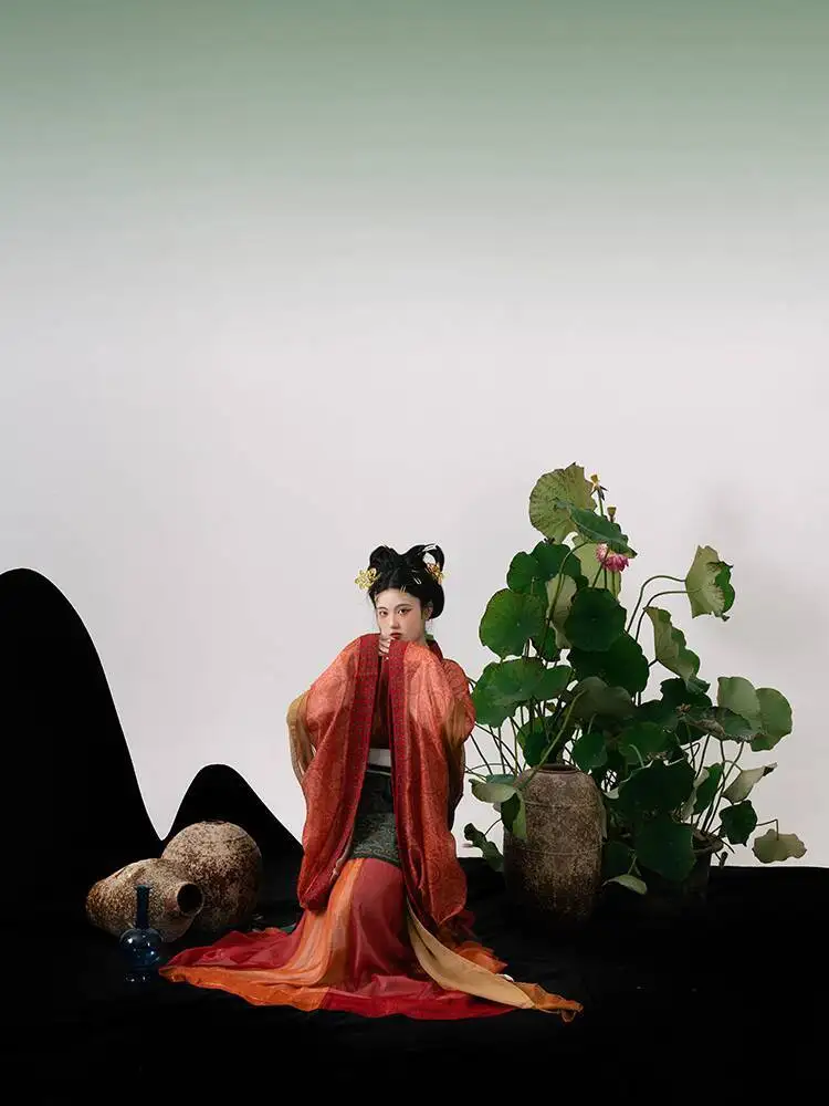 魏晋風[酔酒不滅の家]復元された南北朝時代の漢服女性用大袖ルージャケット