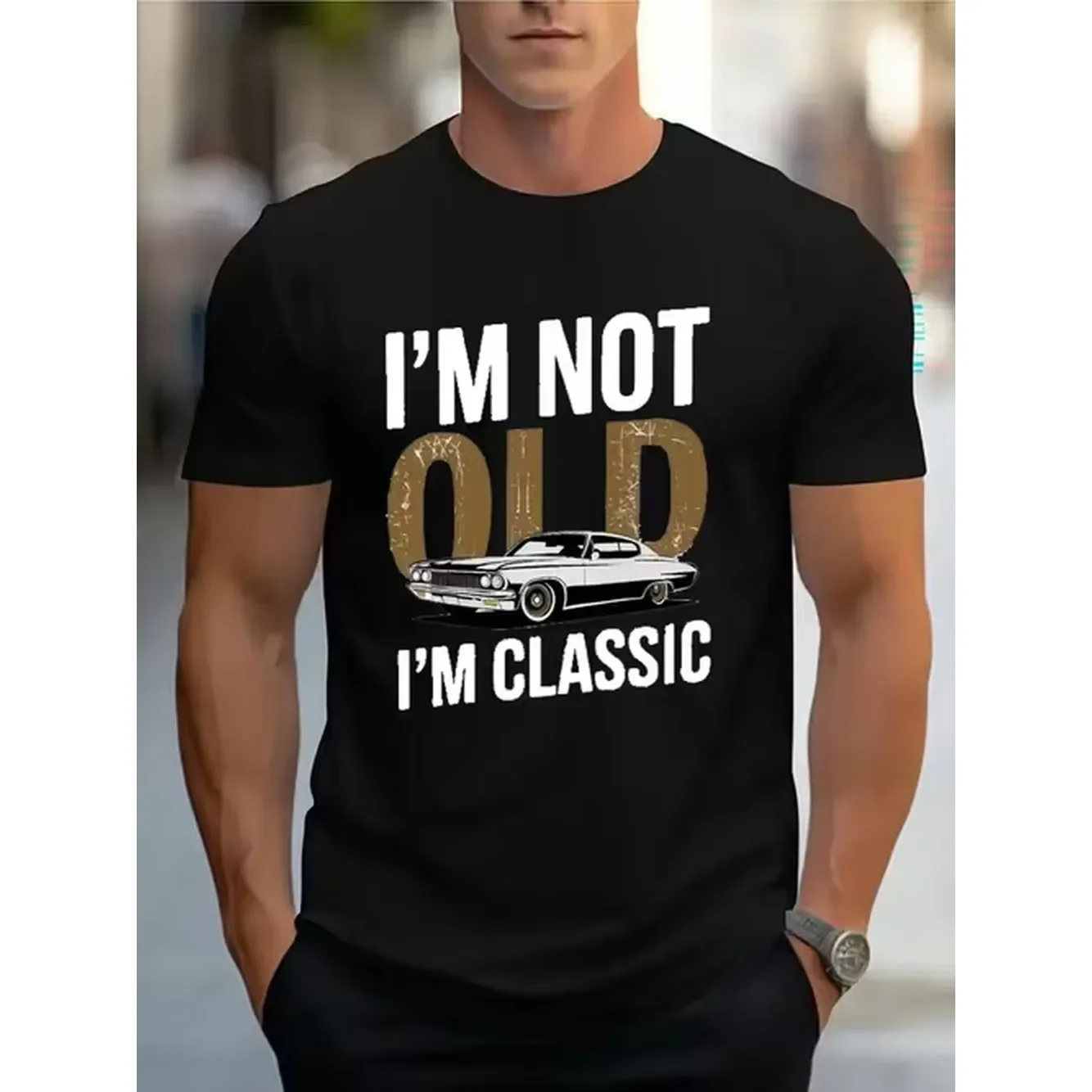 Mens Tshirt Comfortable Crew Neck Casual Cotton Soft Breathable Top Menswear Tshirt Streetwear Cotton Fabric Trendy Letter Print