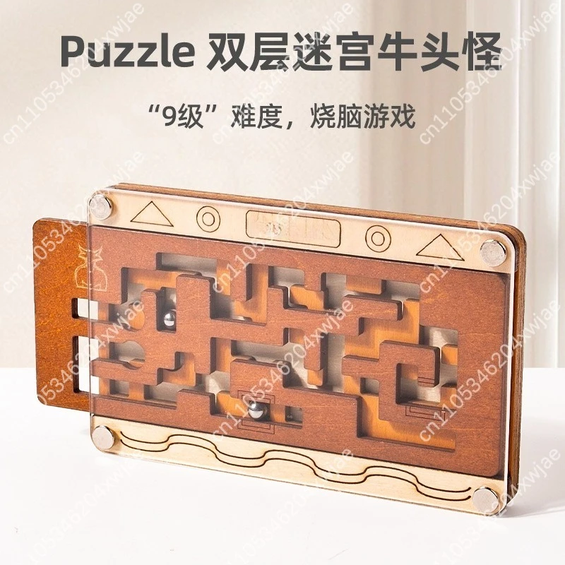 Wooden Double Layer Maze Toy 10 Difficulty Levels Balance Focus Training Puzzle Viral Tiktok Educational Game