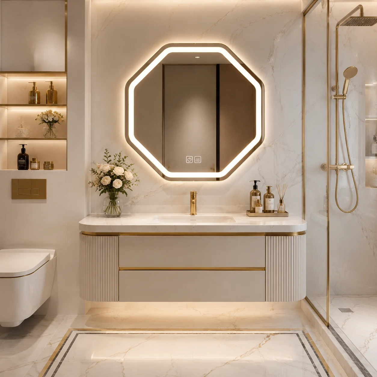 Bathroom Mirror Led - مرآة حمام LED ثمانية الأضلاع مقاس
