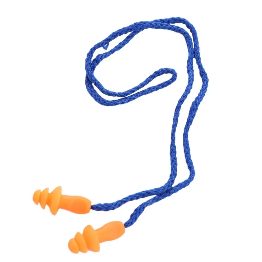 10PCS Corded Silicone Noise Earplug Soft Noise Reduction Insulation Earplug Tapered Slow Rebound Ear Plugs for Abatement Noise