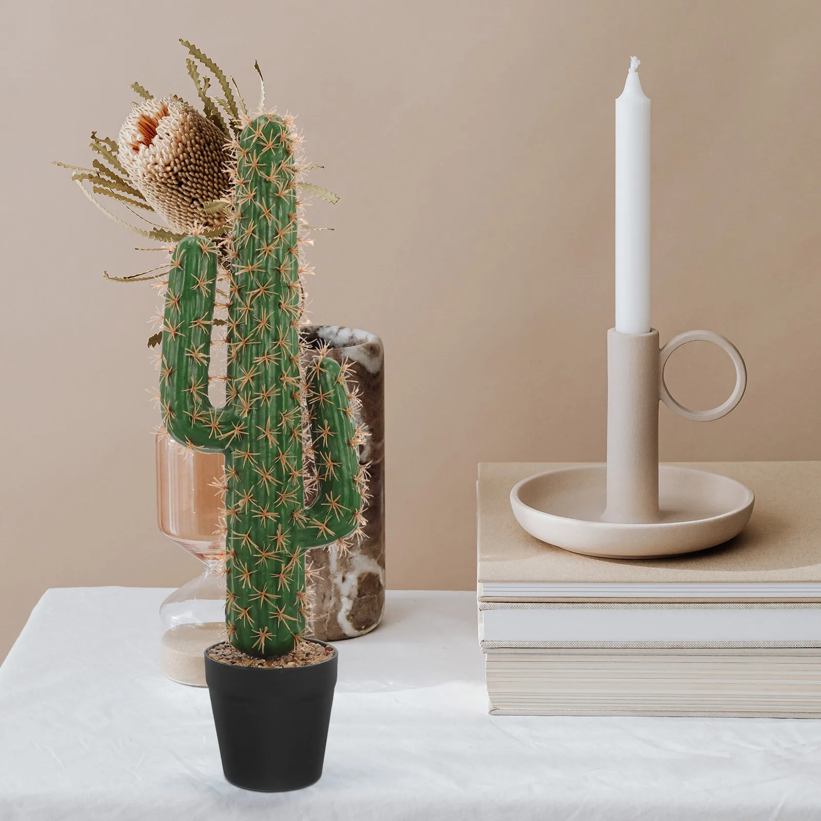 

Artificial Saguaro Cactus Simulation Potted Plant Faux Succulent Indoor Outdoor Decoration Large Fake Bonsai Desktop Garden