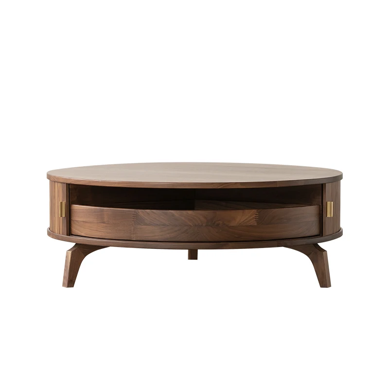 Nordic Black Walnut Coffee Table Advanced Artistic Sense Black Walnut Wooden Tea Table round Coffee Table