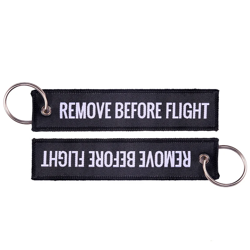 20 Pieces Polyester Keyring Soft Fabric Keychain For Souvenir Gifts Remove Before Flight Key Chain Printed Letter