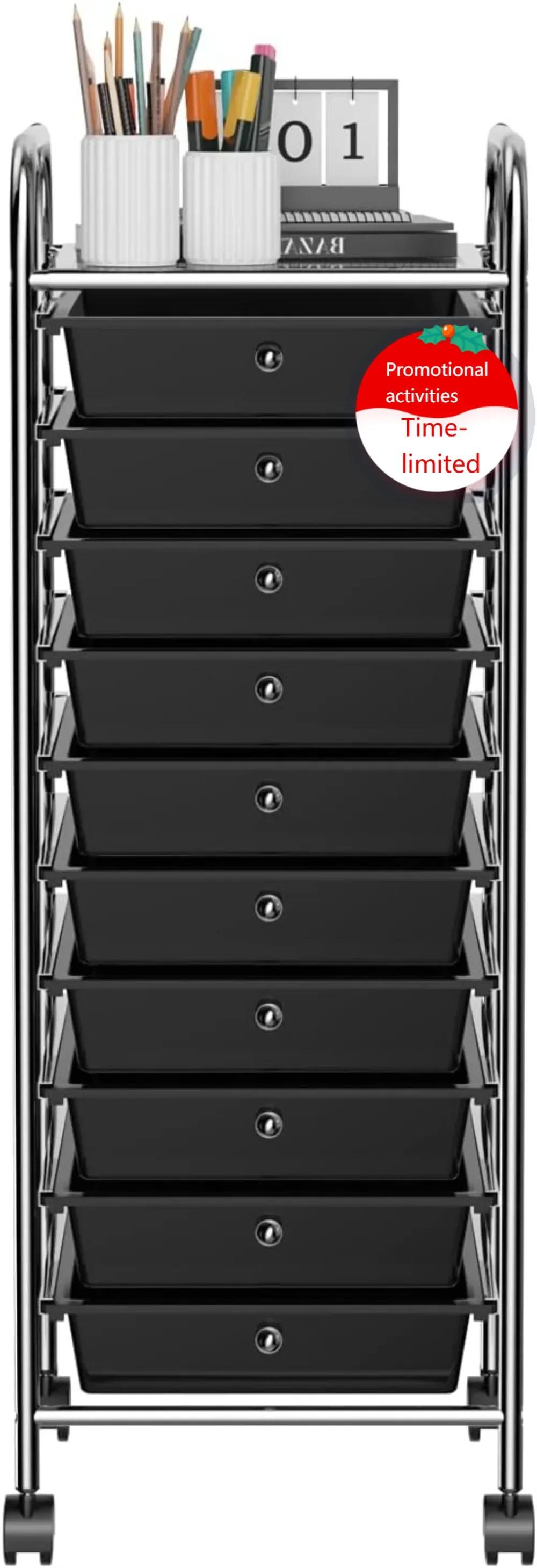 

Hot sales10-Drawer Rolling Storage Cart with Lockable Wheels, Large Capacity Organizer for Home Office School
