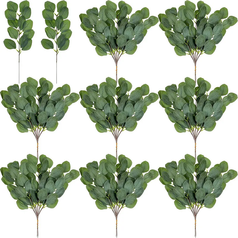 

50 Pieces Artificial Eucalyptus Leaf Stem Long Eucalyptus Artificial Greenery Leaves for Wedding Garden Home Greens Decor