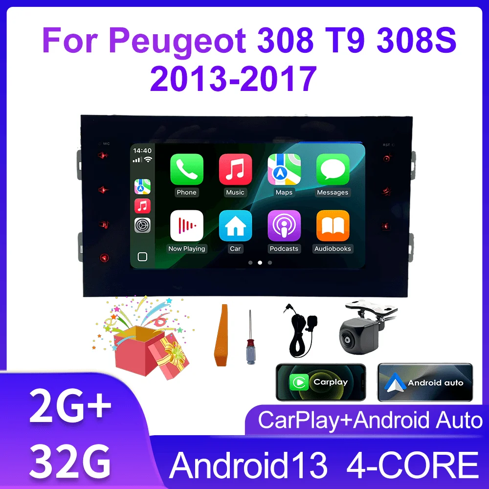 

Carplay Car Radio Navigation GPS Multimedia Video Player BT Stereo for Peugeot 308 T9 308S 2013-2017 - Auto Entertainmen