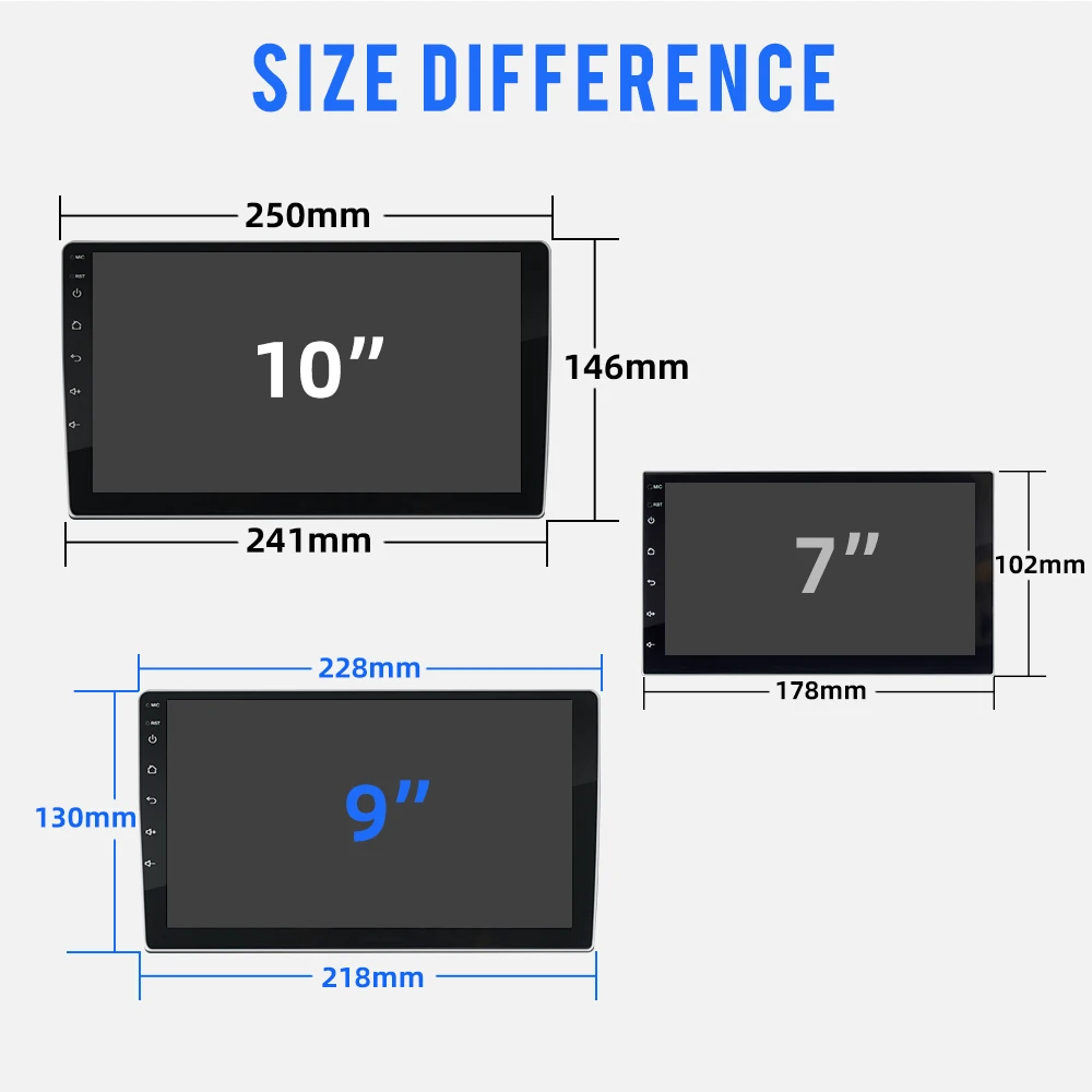 2 + 32GB Voiture 2 Din Android IPS Moniteur Joueur avec 7 9 10.1 pouces GPS Bluetooth EQ MP3 MP4 MP5 Radio 2.5D Capacitif Écran Tactile