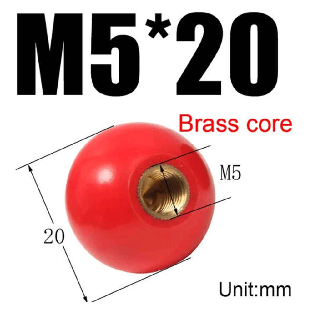 Machine Tool Handle Ball Nut Thread Plastic Clamping 1PC Ball Shaped Head Clamping Nuts Copper Core Knob Hardware